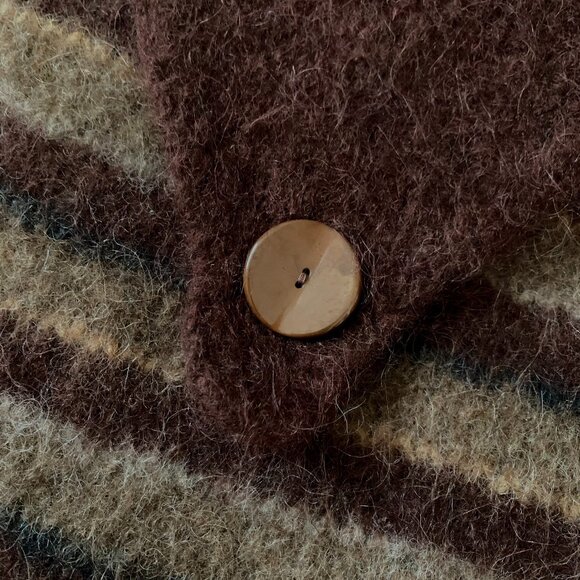 Vintage Wooly Fuzzy Bag Purse Striped Brown Cottagecore Whimsytwee Twee Fairy - Picture 5 of 12